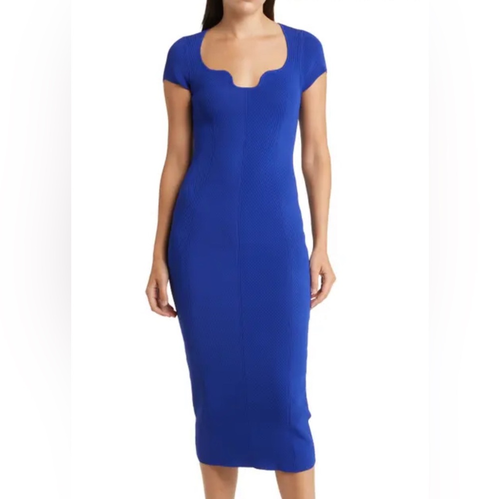 Ted Baker Alexis Ribbed Knit Midi Dress Cobalt Blue Valentines Datenight